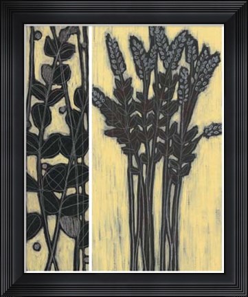 Framed Woodcut Grasses I Print