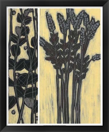 Framed Woodcut Grasses I Print