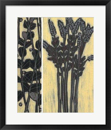 Framed Woodcut Grasses I Print