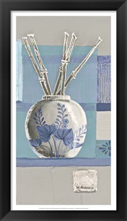 Framed Blue Asian Collage I Print