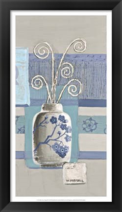 Framed Blue Asian Collage III Print