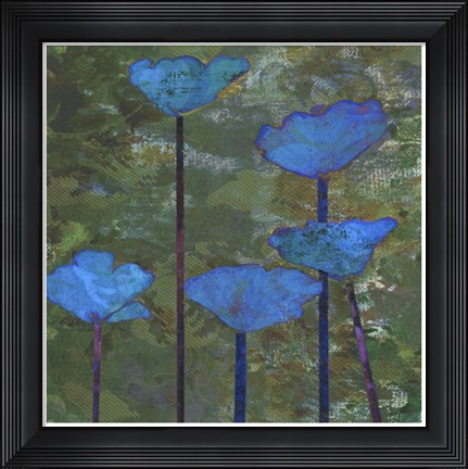 Framed Teal Poppies I Print