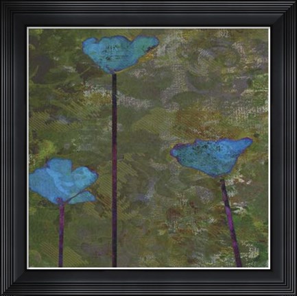 Framed Teal Poppies II Print