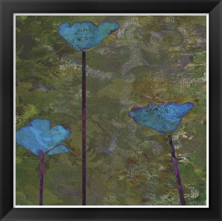 Framed Teal Poppies II Print