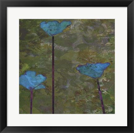 Framed Teal Poppies II Print