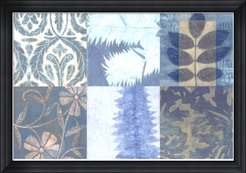 Framed Blue Textures I Print