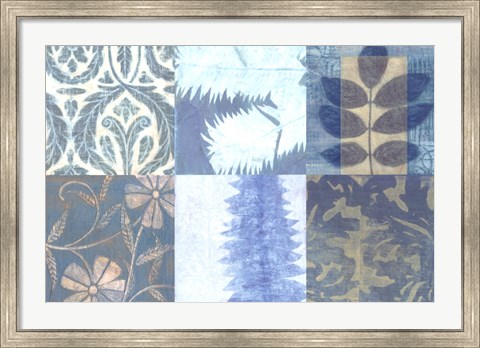 Framed Blue Textures I Print