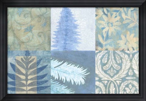Framed Blue Textures II Print