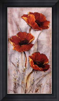 Framed Red Poppies on Taupe II Print
