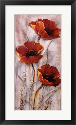 Framed Red Poppies on Taupe II Print