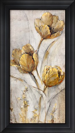 Framed Golden Poppies on Taupe I Print