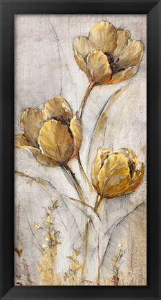 Framed Golden Poppies on Taupe I Print