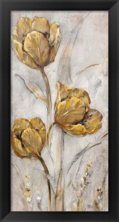 Framed Golden Poppies on Taupe II Print