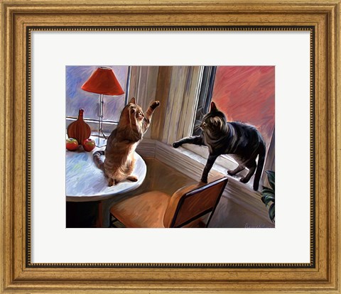 Framed Cats Fighting Print