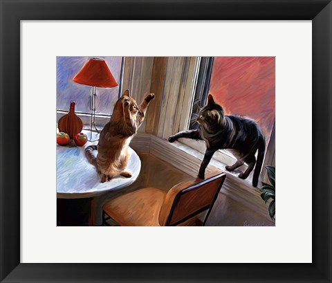 Framed Cats Fighting Print