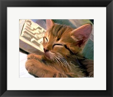 Framed Kitten on Keys Print