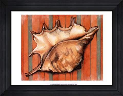 Framed Shell on Stripes II Print