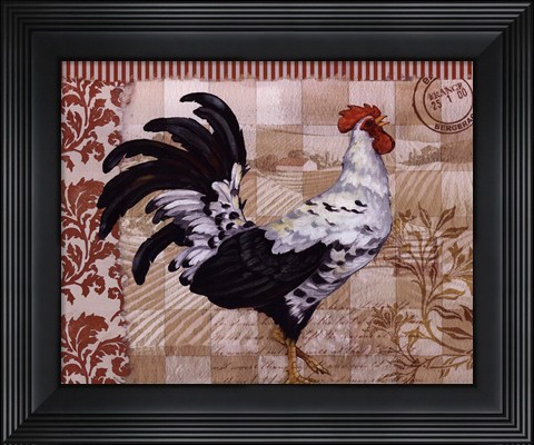 Framed Bergerac Rooster Red I - mini Print