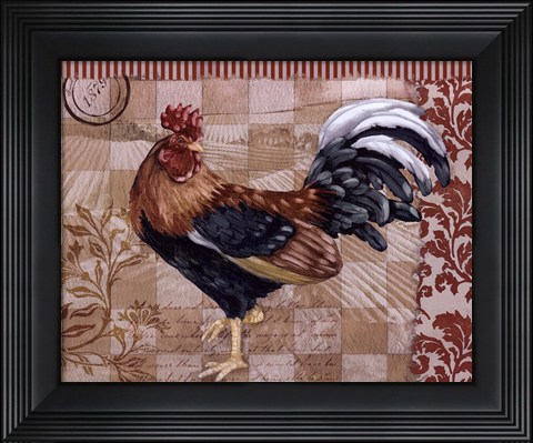 Framed Bergerac Rooster Red II - mini Print
