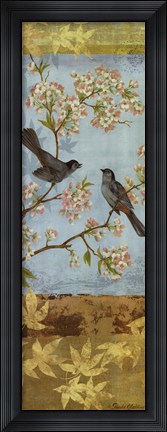Framed Catbirds &amp; Blooms Panel Print