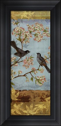 Framed Catbirds &amp; Blooms Panel - mini Print