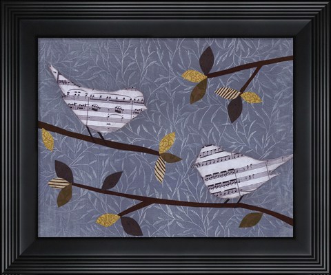 Framed Aqua Songbirds I Print