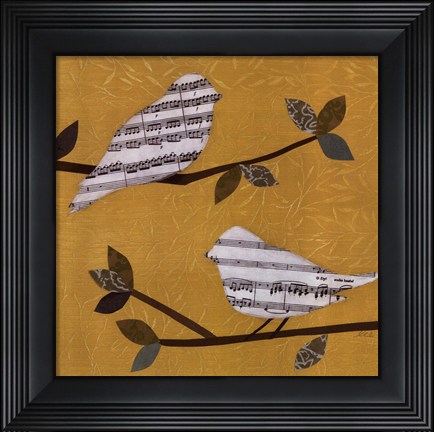 Framed Golden Songbirds I Print
