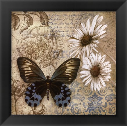 Framed Butterfly Garden I Print