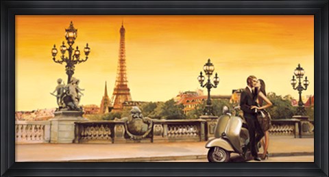 Framed Lovers in Paris Print