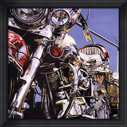 Framed Motorcycle I Print