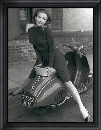 Framed Posing on Motor Scooter Print