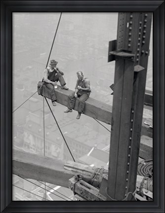 Framed Workers Sitting on Steel Beam Print