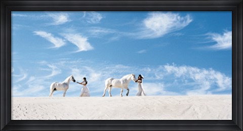 Framed Leading Horses in Desert Print