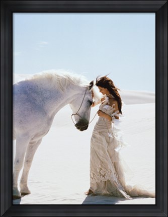 Framed Young Woman with Horse Print