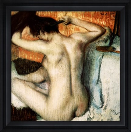 Framed Woman Combing her Hair Print