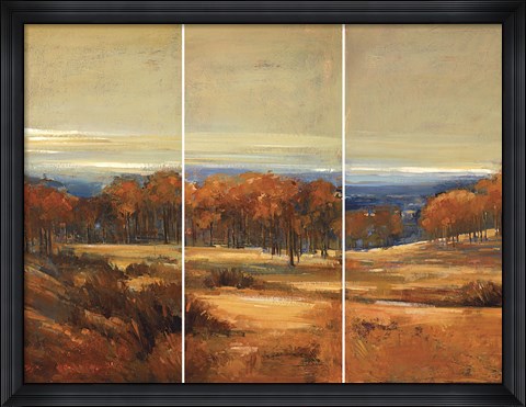 Framed Golden Horizon Triptych Print