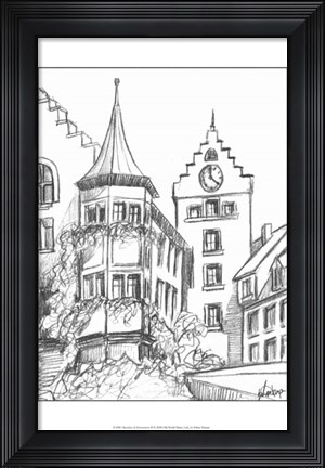 Framed Sketches of Downtown II Print