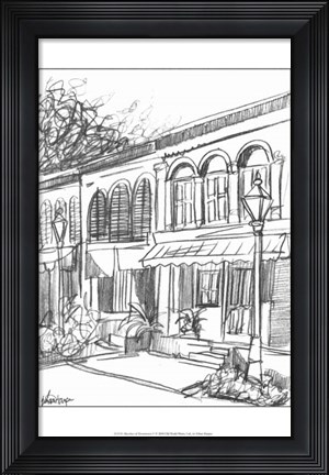 Framed Sketches of Downtown V Print