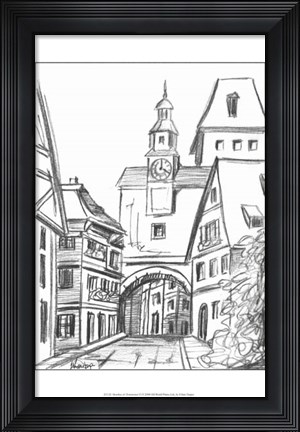 Framed Sketches of Downtown VI Print