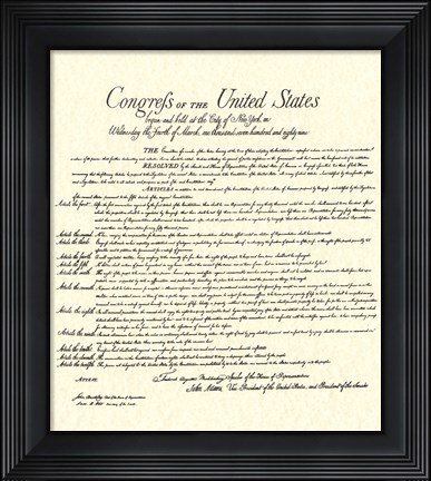 Framed Bill of Rights (Document) Print