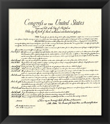 Framed Bill of Rights (Document) Print