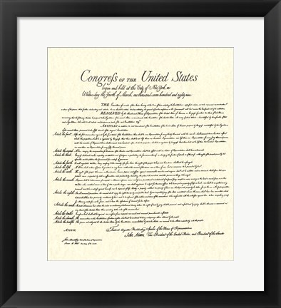 Framed Bill of Rights (Document) Print