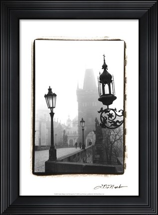 Framed Charles Bridge in Morning Fog I Print