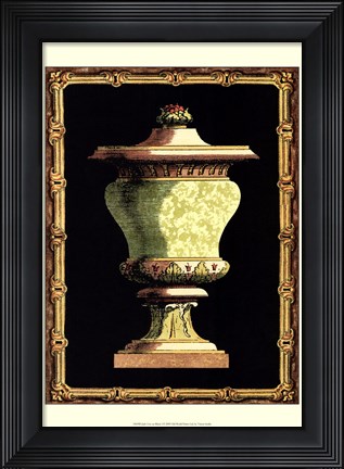 Framed Jade Urn on Black I Print