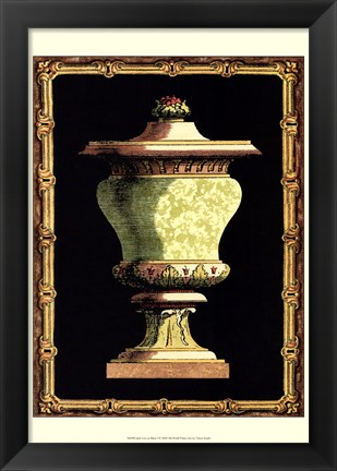 Framed Jade Urn on Black I Print