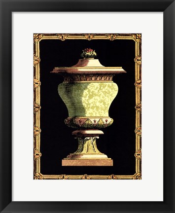 Framed Jade Urn on Black I Print