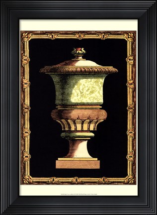 Framed Jade Urn on Black II Print