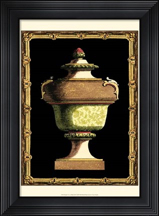 Framed Jade Urn on Black III Print