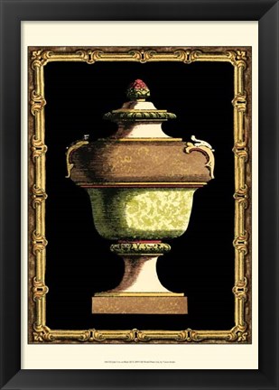 Framed Jade Urn on Black III Print