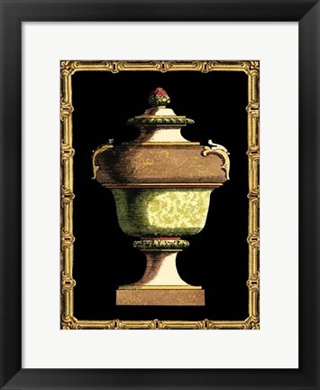 Framed Jade Urn on Black III Print